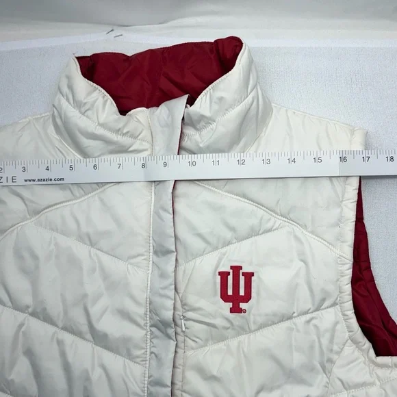Columbia White Quilted Puffer Vest with Red Trim - Picture 3 of 8
